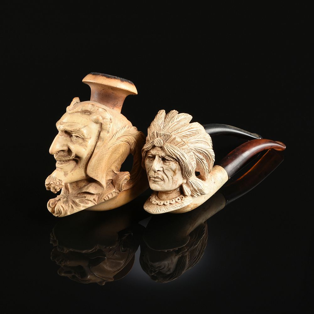 Appraisal: TWO MEERSCHAUM PORTRAIT TOBACCO PIPES LATE TH EARLY TH CENTURY