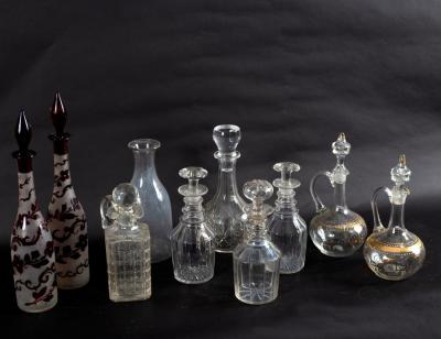 Appraisal: Three pairs of decanters various three single decanters and a