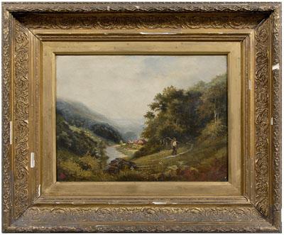 Appraisal: British School landscape painting figure on a path distant cottage