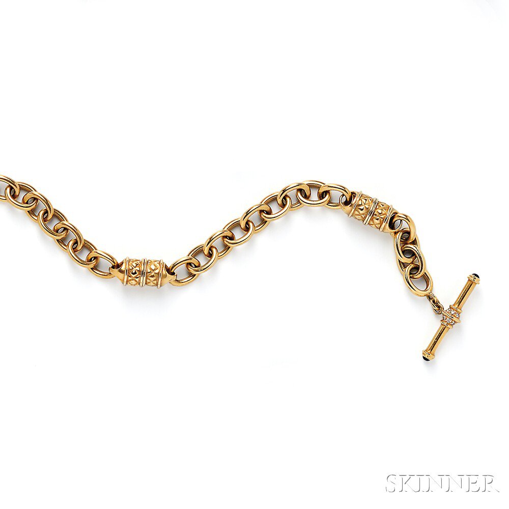 Appraisal: kt Gold Necklace of wide chain links with removable sections