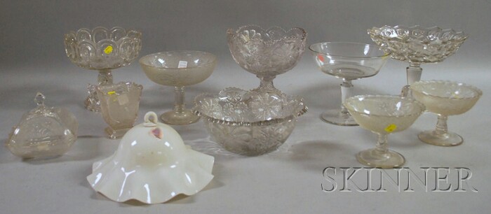 Appraisal: Eleven Pieces of Mostly Colorless Pressed Glass Tableware including seven