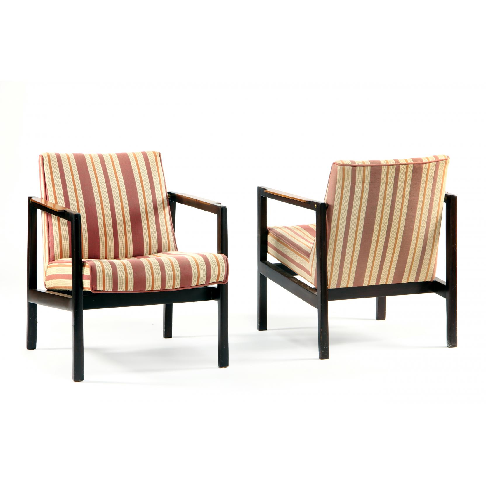 Appraisal: Edward Wormley Am - Pair of Open Arm Lounge Chairs