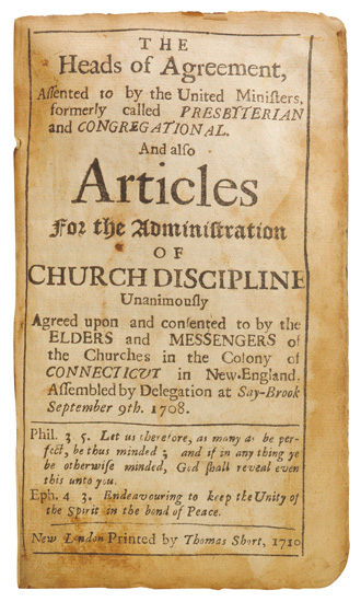 Appraisal: THE SAYBROOK PLATFORM THE FIRST BOOK PRINTED IN CONNECTICUT EARLY