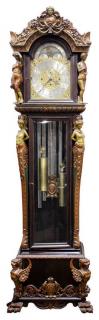 Appraisal: Colonial mahogany Maiden figural nine tube tall case clock Colonial