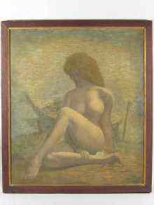 Appraisal: An oil on board nude study of a girl on