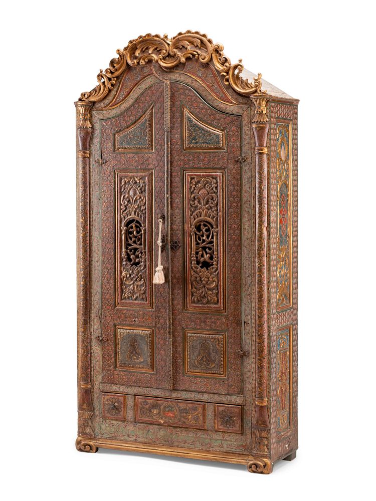 Appraisal: A Continental Painted and Parcel Gilt Cabinet A Continental Painted