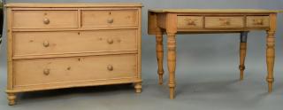 Appraisal: Two pine pieces including a pine two over two drawer