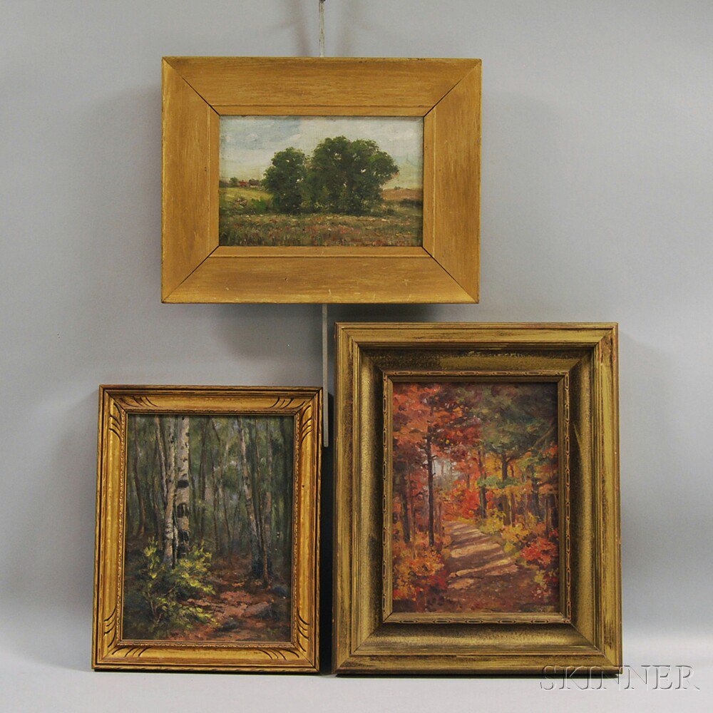 Appraisal: American School th Century Three Landscapes One signed G HARMANN