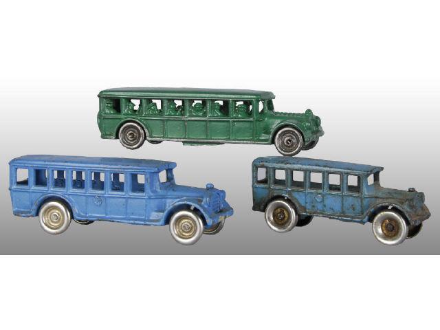 Appraisal: Lot of Cast Iron Toy Buses Description Green painted AC