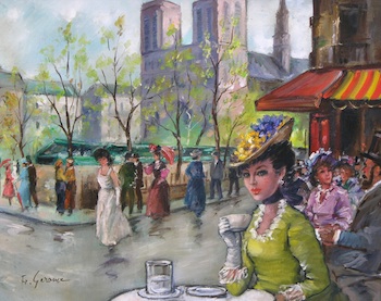 Appraisal: Francois Gerome French b Parisian cafe Oil on canvas signed