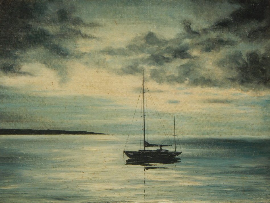 Appraisal: Robert Ixer b Sailing yacht at dusk oil on board