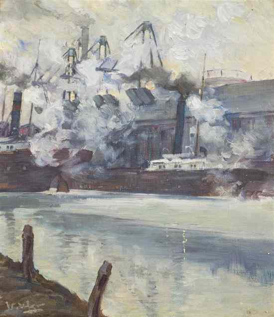 Appraisal: Walter Ufer American - Steam Ships in the City oil