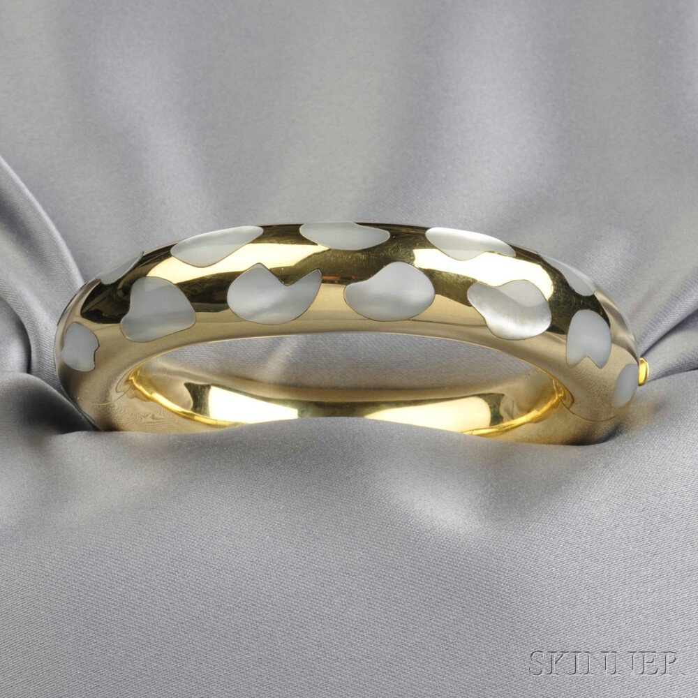 Appraisal: kt Gold and Mother-of-pearl Bracelet Tiffany Co the hinged bangle