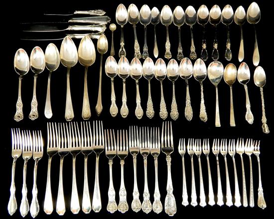 Appraisal: STERLING fifty nine pieces four Tiffany Co teaspoons three large