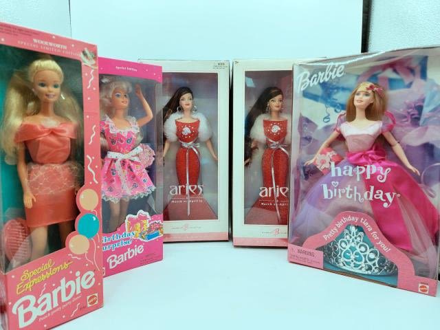 Appraisal: Birthday Theme Barbie Dolls including Aries Barbie Pink Label Collection