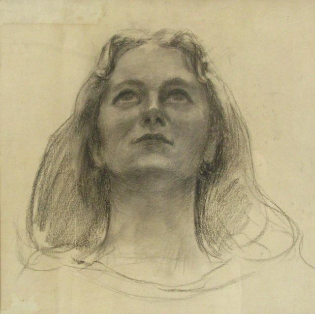 Appraisal: Otto Stark - IN x Graphite Sketch Unsigned Portrait of