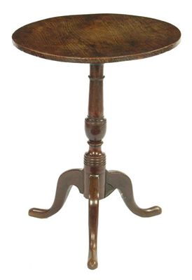 Appraisal: An early th century elm tripod table the circular top