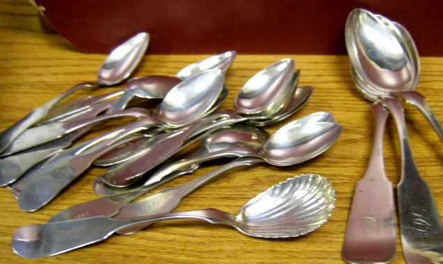 Appraisal: NINETEEN AMERICAN COIN SILVER SPOONS Fiddle pattern by various th