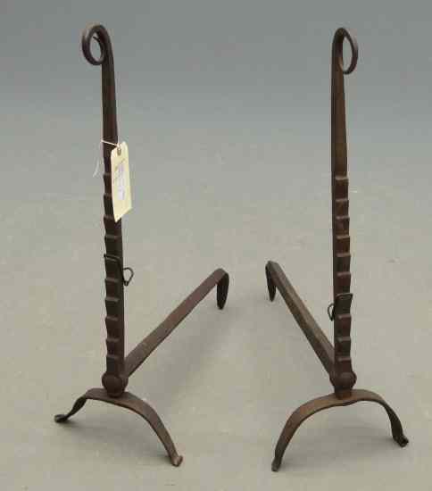 Appraisal: Pair th c andirons '' Ht