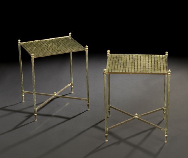 Appraisal: Pair of Louis XVI-Style Gilt-Metal and Glass Occasional Tables each