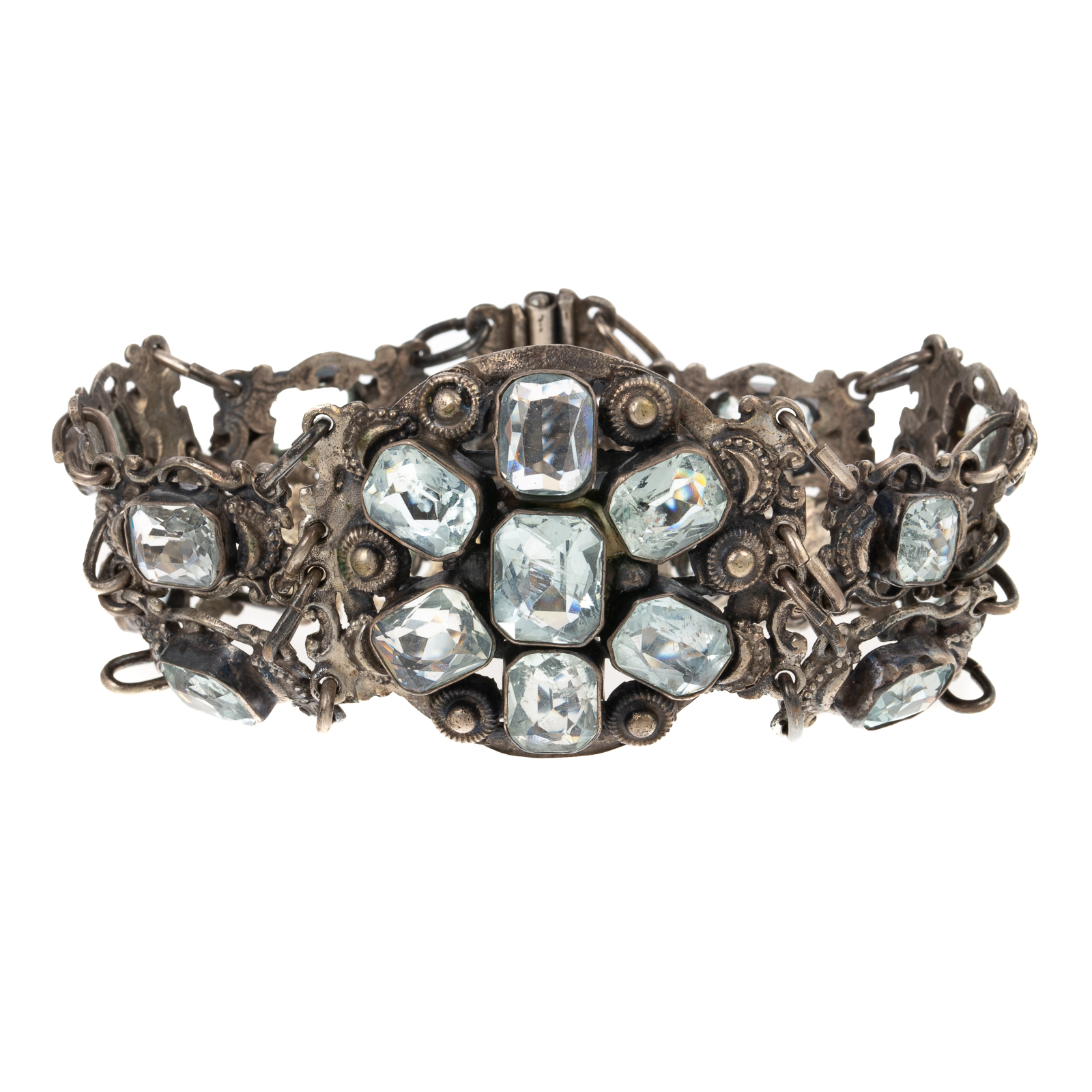 Appraisal: A VINTAGE AQUAMARINE STERLING SILVER BRACELET Austro-Hungarian style vintage sterling