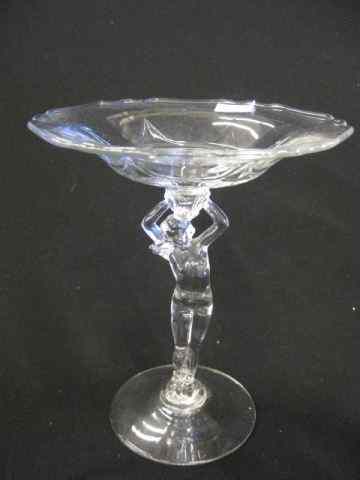 Appraisal: Cambridge Glass ''Nude'' Tall Compote deco style lady '' tall