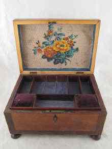 Appraisal: A th century mahogany fitted jewellery box with rosewood trimming