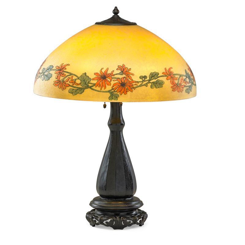 Appraisal: HANDEL Table lamp black-eyed Susans Condition Report All original parts