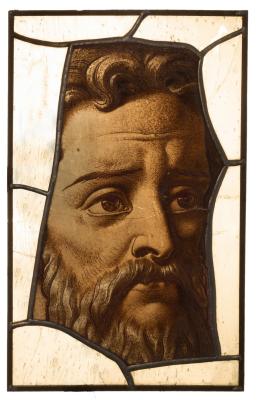 Appraisal: A fragment of th Century stained glass head of a