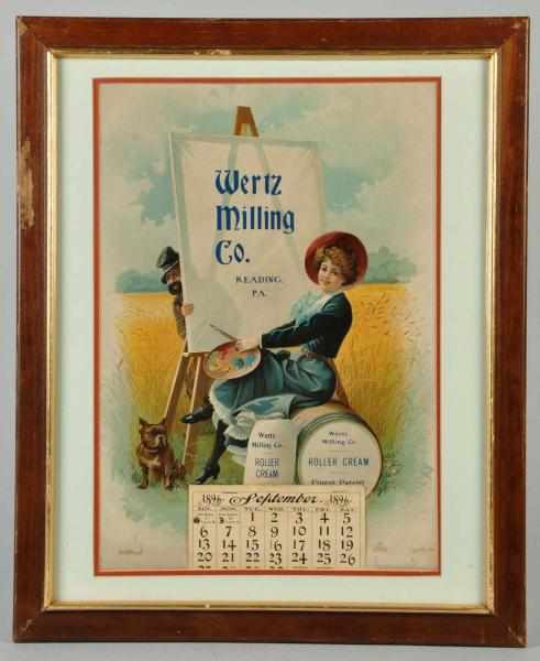 Appraisal: Framed Wertz Milling Co Advertising Calendar Description From Reading PA