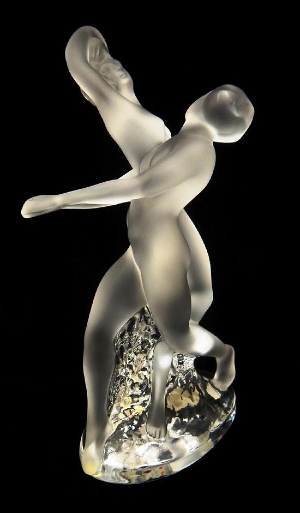 Appraisal: GLASS Lalique Deux Danseurs frosted crystal sculpture depicting pair of