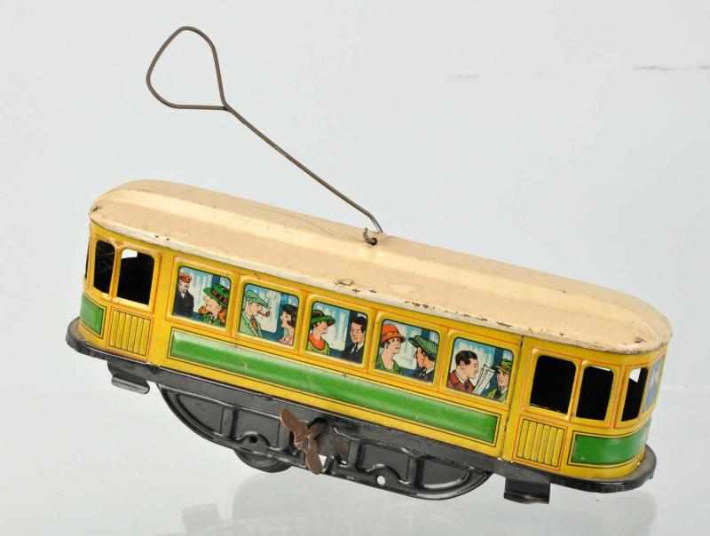 Appraisal: Tin Litho Trolley Car Wind-Up Toy German Working Marked Made