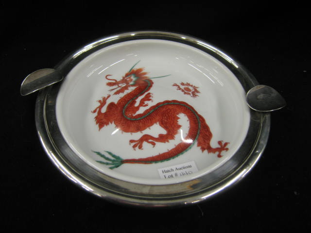 Appraisal: Rosenthal Porcelain Ashtray dragon decor sterling trim