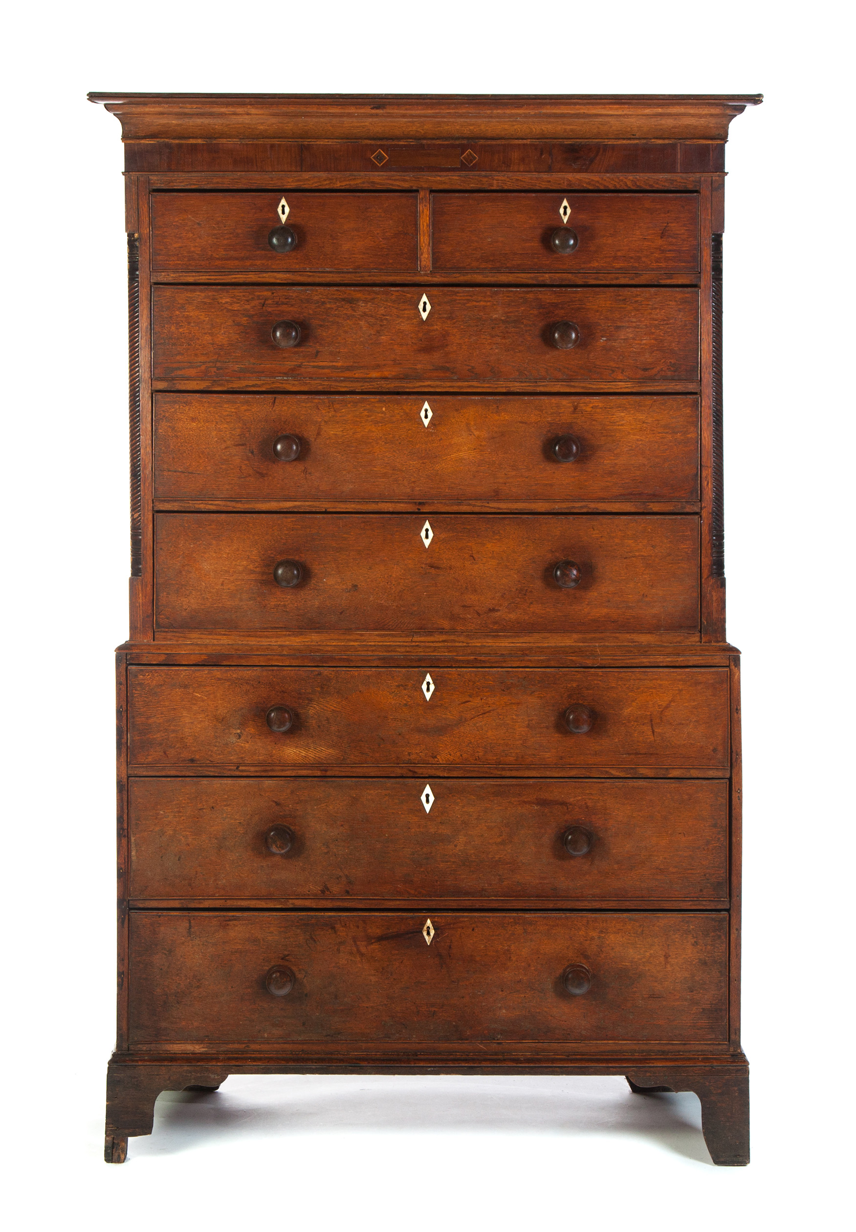 Appraisal: CHIPPENDALE-STYLE ENGLISH OAK TWO-PIECE CHEST ON CHEST Mid th century