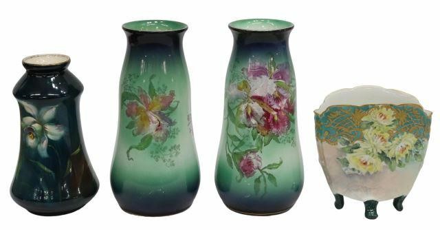 Appraisal: lot of Continental porcelain vases including Royal Bonn Germany hand-painted