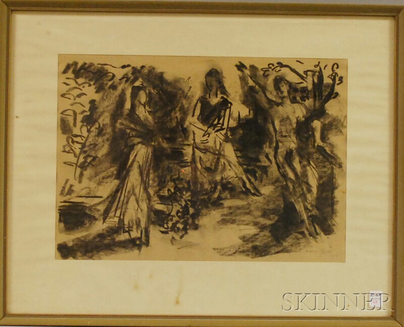 Appraisal: Chaim Gross American - Charcoal on Paper Figure Study signed