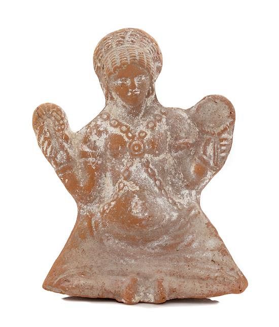 Appraisal: A Romano-Egyptian Terra Cotta Female Figure Height x width inches