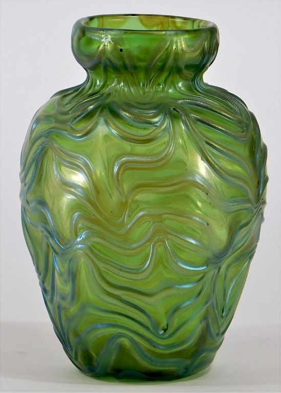 Appraisal: Loetz Green Crete Formosa Art Glass Vase Czech Republic th