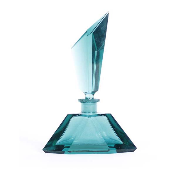 Appraisal: Moser attributed art glass Deco cut crystal prism perfume bottle