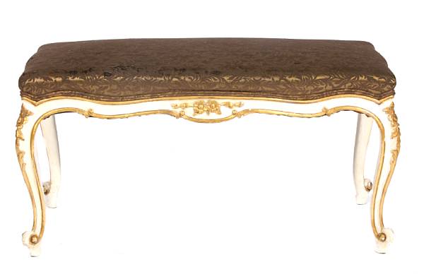 Appraisal: A Louis XV style parcel gilt and paint decorated duet