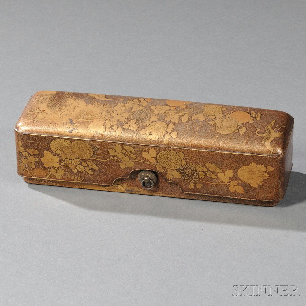 Appraisal: Gold Makie Document Box Fubaco Japan th century or later