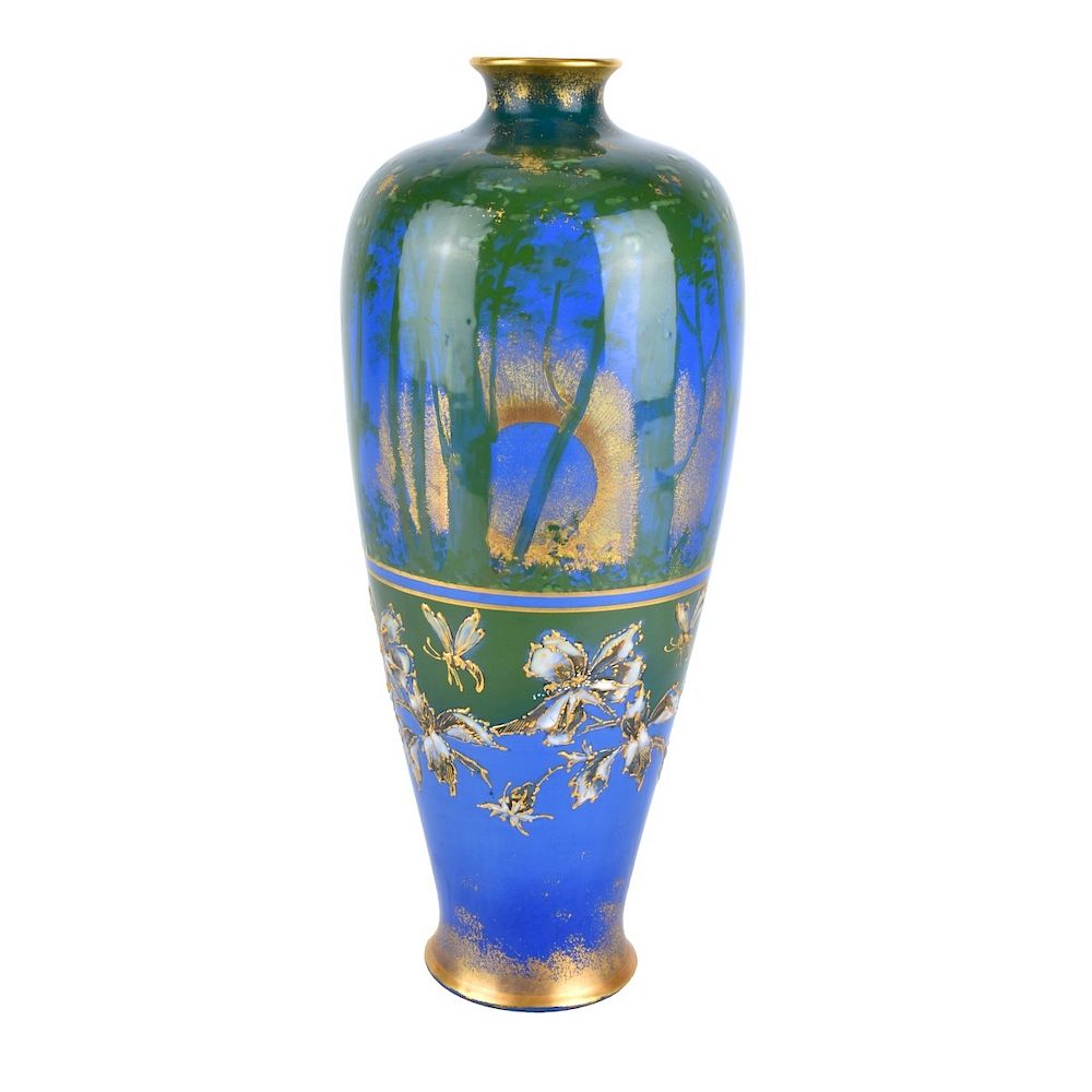 Appraisal: Turn Teplitz Amphora Woodland and Rising Sun Vase Riessner Stellmacher