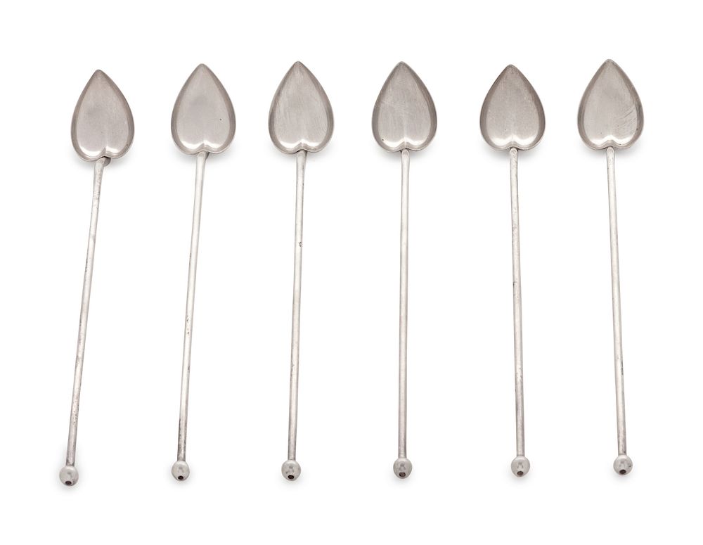 Appraisal: A Set of Six American Silver Spoon Straws Wallace th