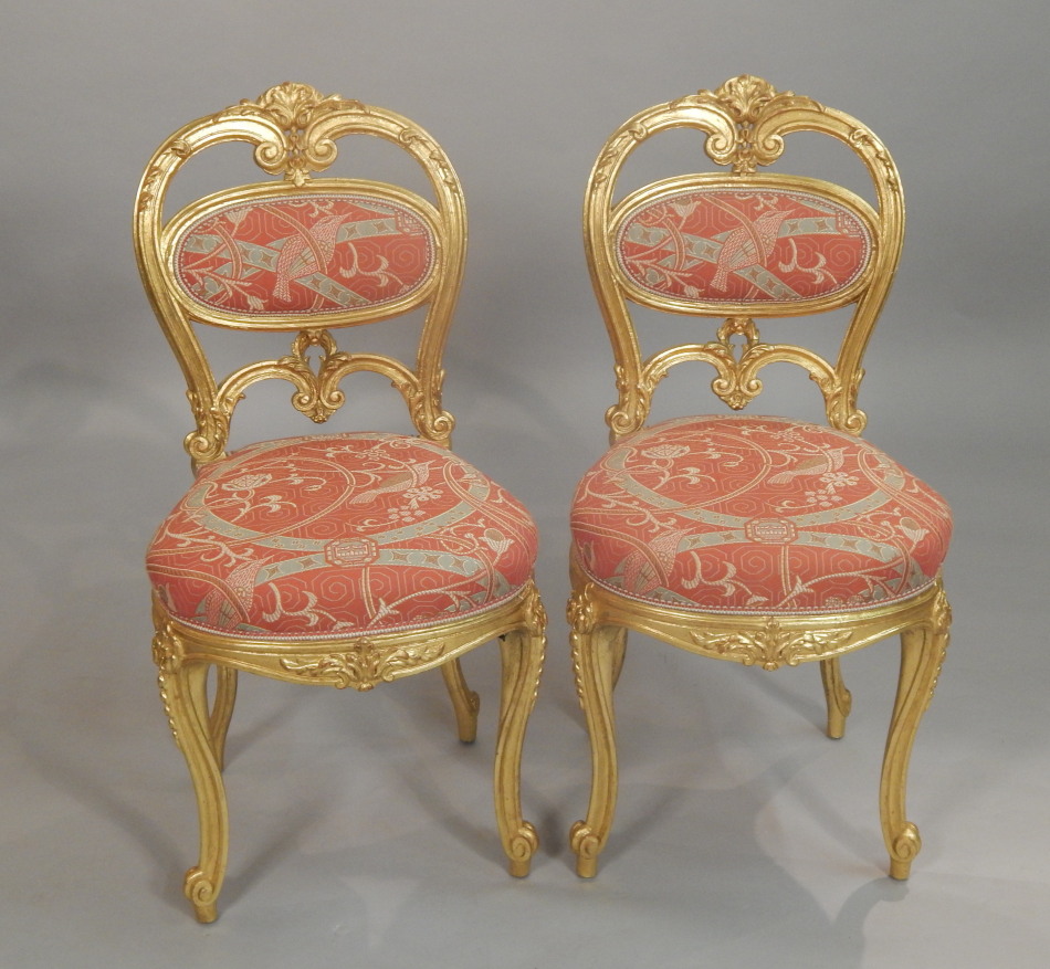 Appraisal: A pair of late thC French gilt wood side chairs