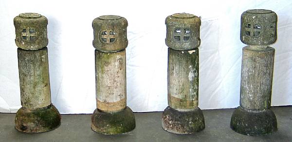 Appraisal: A set of four Asian stone garden lanterns early th