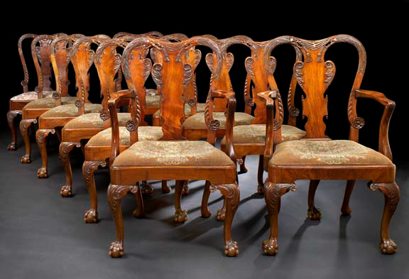 Appraisal: Suite of Twelve George III-Style Mahogany Dining Chairs early th