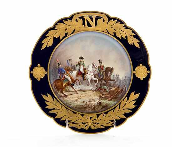 Appraisal: Sevres porcelain Napoleonic plate late th century shaped gilt cobalt