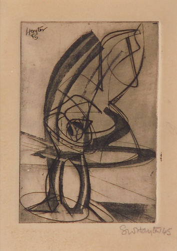 Appraisal: Stanley Hayter American - Two abstract etchings on woven paper