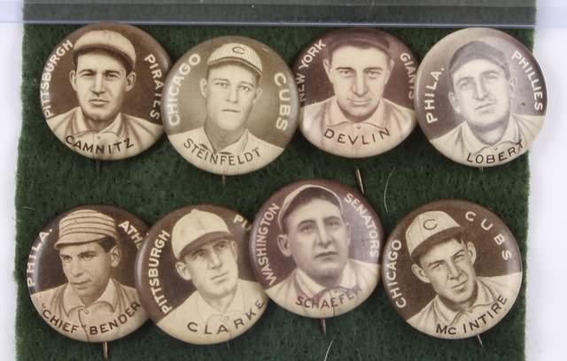 Appraisal: Grouping of eight Sweet Caporal P- Baseball Pins Pins include