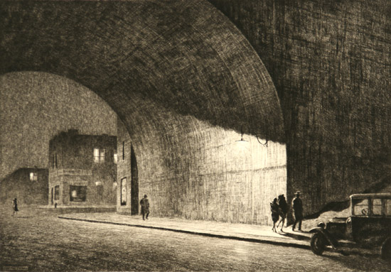 Appraisal: Martin Lewis American - Arch Midnight McCarron Drypoint signed Martin